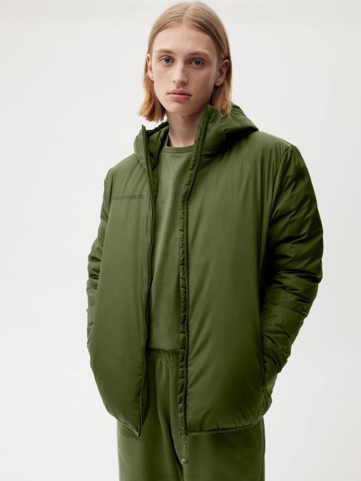hombres chaqueta acolchada ligera flwrdwn Pangaia romero verde ropa TDTH534