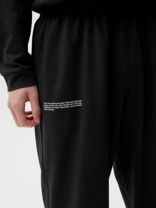 hombres pantalones loungewear de algodón orgánico con fibra c Pangaia negro ropa TDTH531