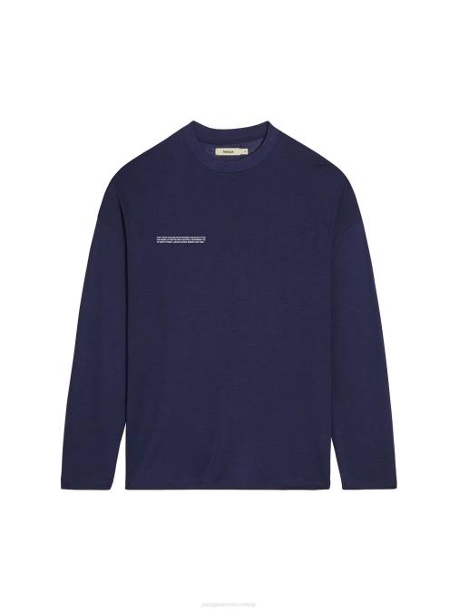 hombres camiseta de manga larga de fibra c pura Pangaia Azul marino ropa TDTH522