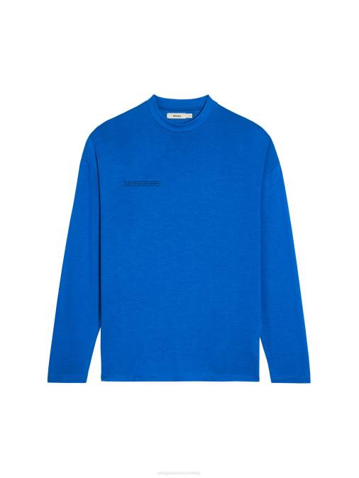 hombres camiseta de manga larga de fibra c pura Pangaia azul cobalto ropa TDTH520