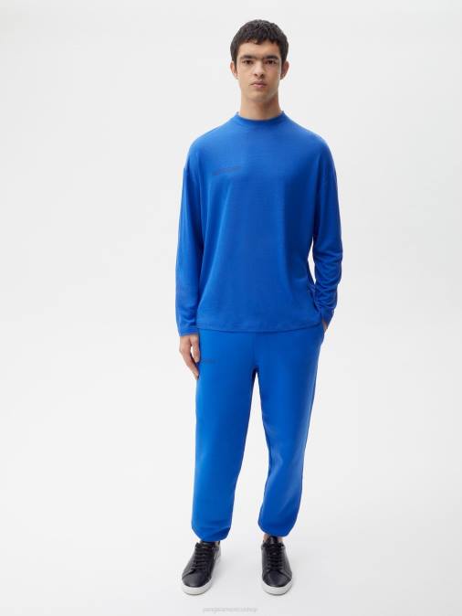 hombres camiseta de manga larga de fibra c pura Pangaia azul cobalto ropa TDTH520