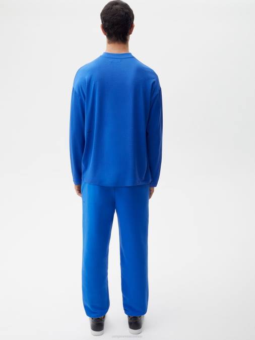 hombres camiseta de manga larga de fibra c pura Pangaia azul cobalto ropa TDTH520