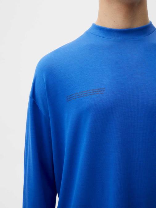 hombres camiseta de manga larga de fibra c pura Pangaia azul cobalto ropa TDTH520