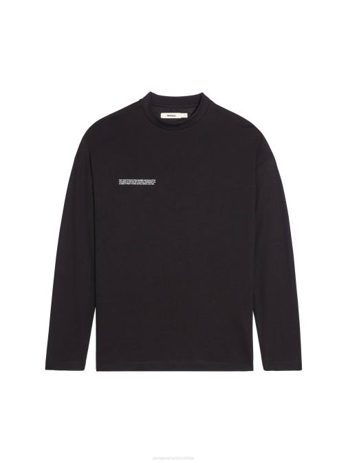 hombres camiseta de manga larga de fibra c pura Pangaia negro ropa TDTH517