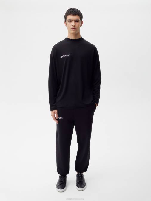 hombres camiseta de manga larga de fibra c pura Pangaia negro ropa TDTH517