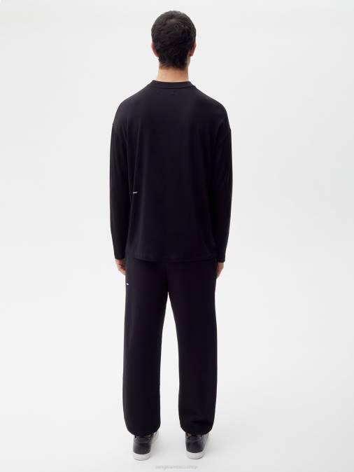 hombres camiseta de manga larga de fibra c pura Pangaia negro ropa TDTH517