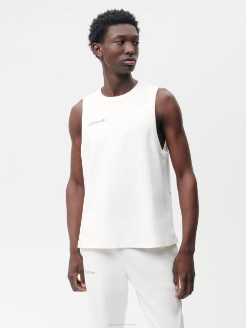 hombres camiseta sin mangas de algodón reciclado Pangaia blanquecino ropa TDTH523