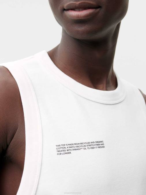 hombres camiseta sin mangas de algodón reciclado Pangaia blanquecino ropa TDTH523