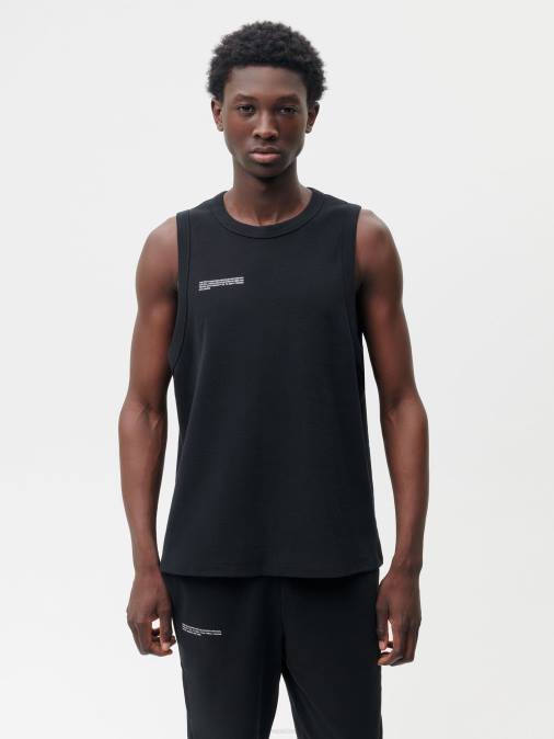 hombres camiseta sin mangas de algodón reciclado Pangaia negro ropa TDTH512