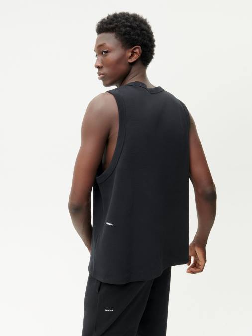 hombres camiseta sin mangas de algodón reciclado Pangaia negro ropa TDTH512