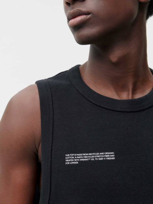hombres camiseta sin mangas de algodón reciclado Pangaia negro ropa TDTH512