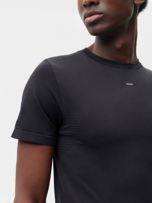 hombres playera de malla de movimiento Pangaia negro ropa TDTH513