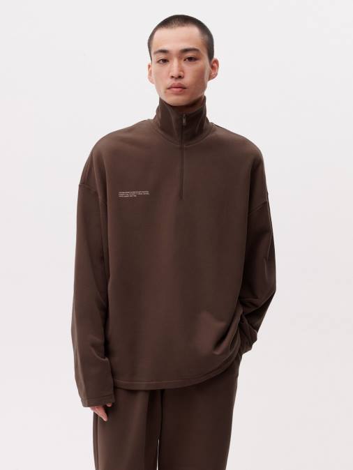 hombres sudadera verde menta con media cremallera Pangaia Castaño ropa TDTH511