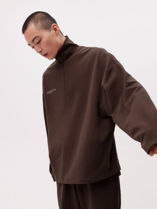 hombres sudadera verde menta con media cremallera Pangaia Castaño ropa TDTH511