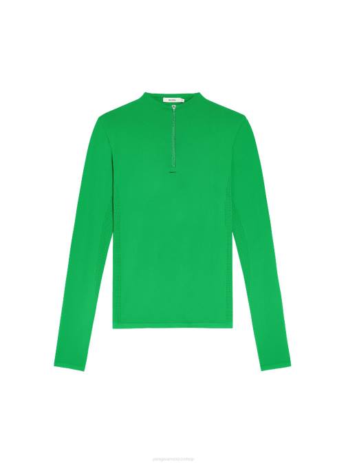 hombres top de manga larga con cremallera de motion x Pangaia Jade verde ropa TDTH524
