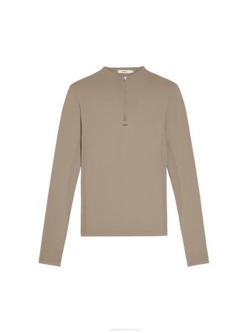 hombres top de manga larga con cremallera de motion x Pangaia gris pardo ropa TDTH516