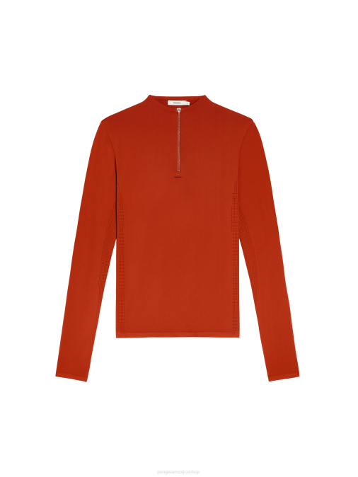 hombres top de manga larga con cremallera de motion x Pangaia rojo jaspe ropa TDTH521