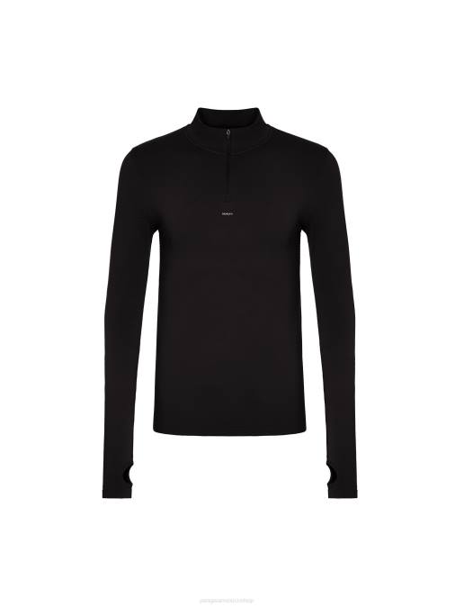 hombres top de manga larga con cremallera de movimiento Pangaia negro ropa TDTH514