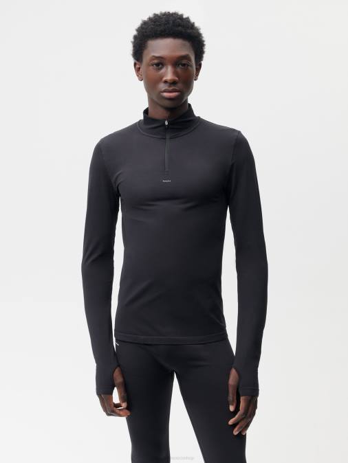 hombres top de manga larga con cremallera de movimiento Pangaia negro ropa TDTH514