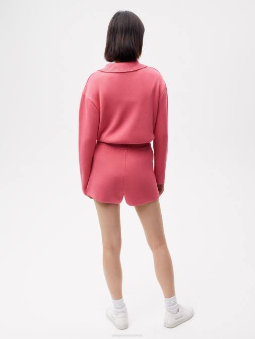 mujer pantalones cortos de punto Pangaia loto rosa ropa TDTH278