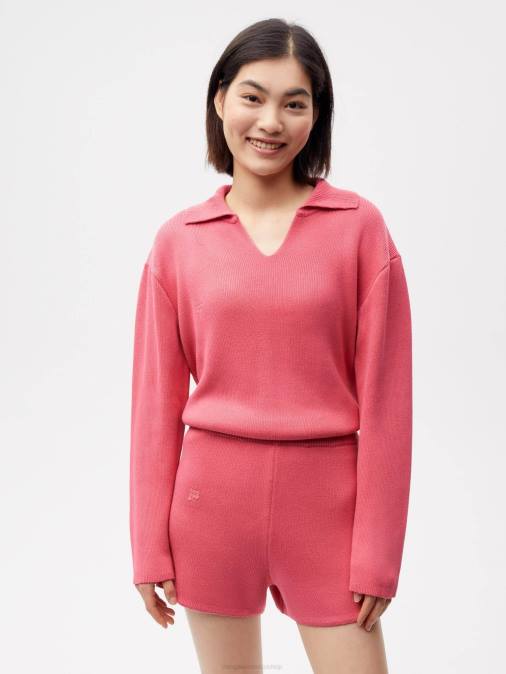 mujer pantalones cortos de punto Pangaia loto rosa ropa TDTH278