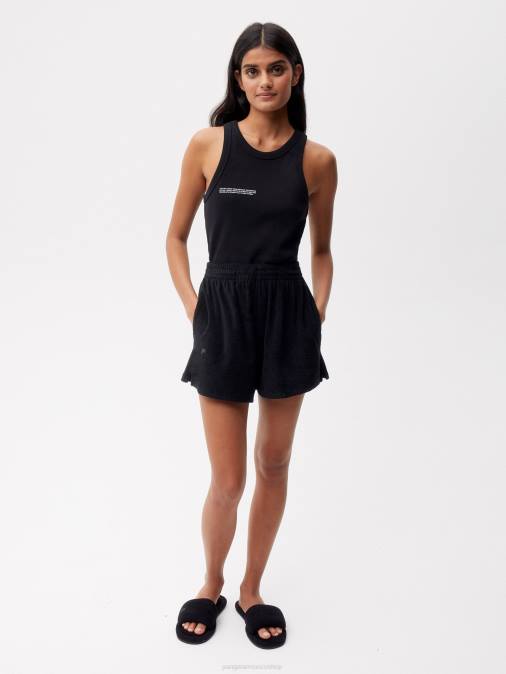 mujer pantalones cortos de toalla Pangaia negro ropa TDTH284