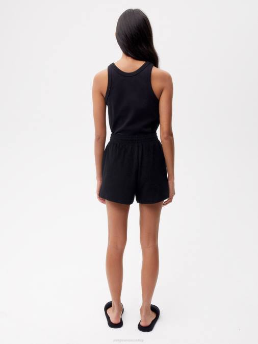 mujer pantalones cortos de toalla Pangaia negro ropa TDTH284