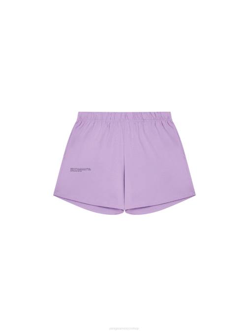 mujer pantalones cortos sueltos de pijama de algodón orgánico Pangaia orquídea púrpura ropa TDTH289