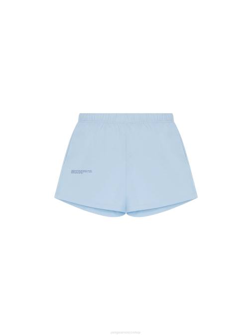 mujer pantalones cortos sueltos de pijama de algodón orgánico Pangaia piedra lunar azul ropa TDTH436