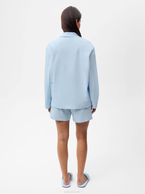 mujer pantalones cortos sueltos de pijama de algodón orgánico Pangaia piedra lunar azul ropa TDTH436
