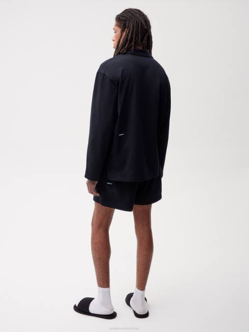 mujer pantalones cortos sueltos de pijama de algodón orgánico con fibra c Pangaia negro ropa TDTH237