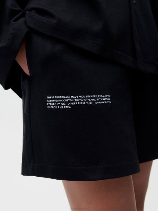 mujer pantalones cortos sueltos de pijama de algodón orgánico con fibra c Pangaia negro ropa TDTH237