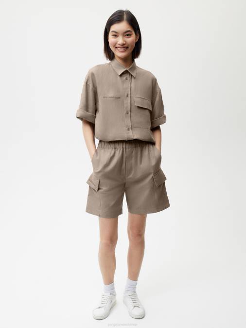 mujer shorts cargo en mezcla de algodón orgánico Pangaia champiñón ropa TDTH233