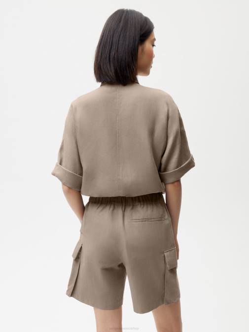 mujer shorts cargo en mezcla de algodón orgánico Pangaia champiñón ropa TDTH233
