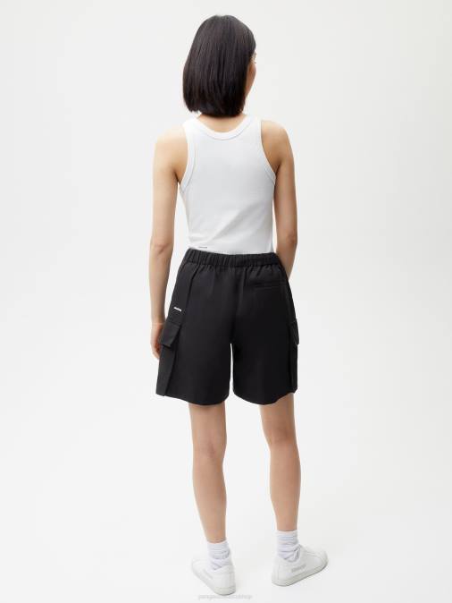 mujer shorts cargo en mezcla de algodón orgánico Pangaia negro ropa TDTH266