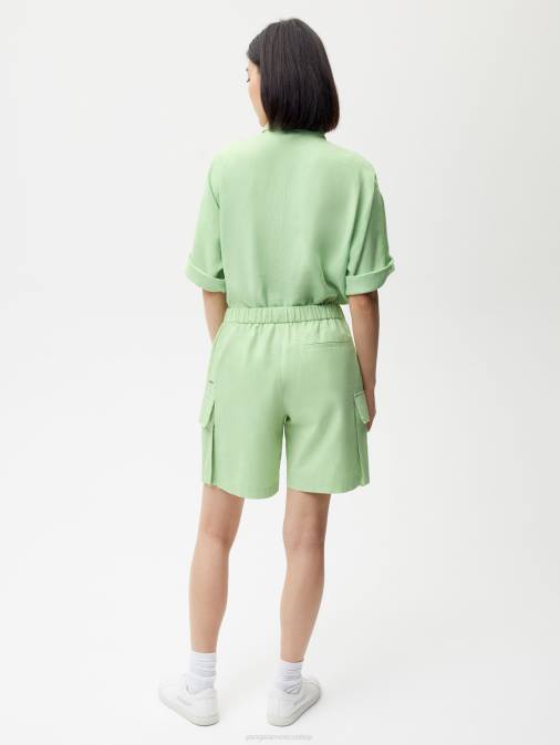 mujer shorts cargo en mezcla de algodón orgánico Pangaia pistacho ropa TDTH268