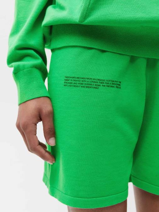 mujer shorts de punto de algodón orgánico Pangaia Jade verde ropa TDTH272