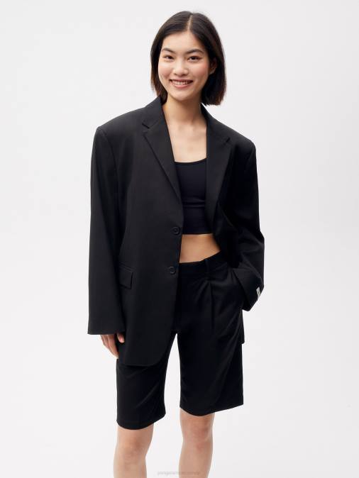 mujer shorts de vestir de algodón orgánico Pangaia negro ropa TDTH263