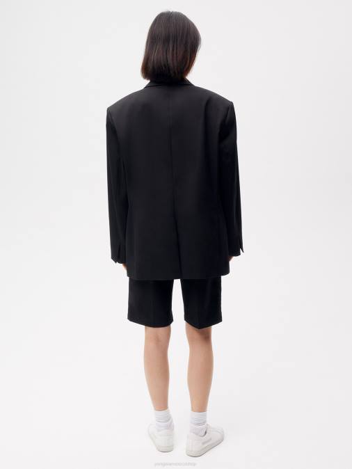 mujer shorts de vestir de algodón orgánico Pangaia negro ropa TDTH263