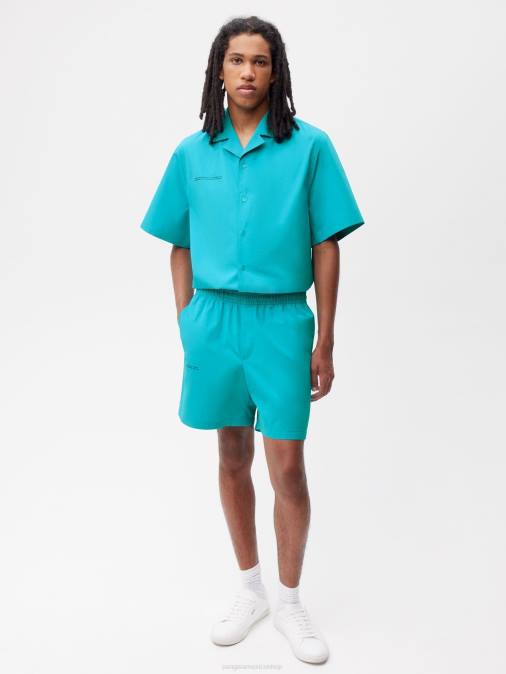 mujer shorts elásticos de popelina de algodón orgánico Pangaia azul eléctrico ropa TDTH274
