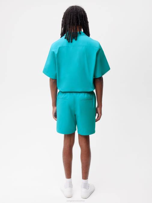 mujer shorts elásticos de popelina de algodón orgánico Pangaia azul eléctrico ropa TDTH274