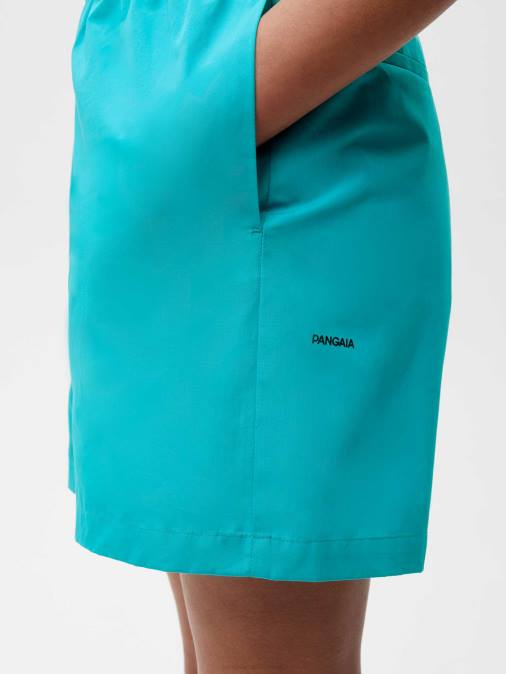 mujer shorts elásticos de popelina de algodón orgánico Pangaia azul eléctrico ropa TDTH274