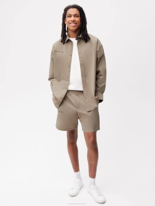 mujer shorts elásticos de popelina de algodón orgánico Pangaia gris pardo ropa TDTH235
