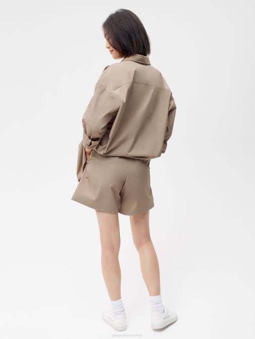 mujer shorts elásticos de popelina de algodón orgánico Pangaia gris pardo ropa TDTH235
