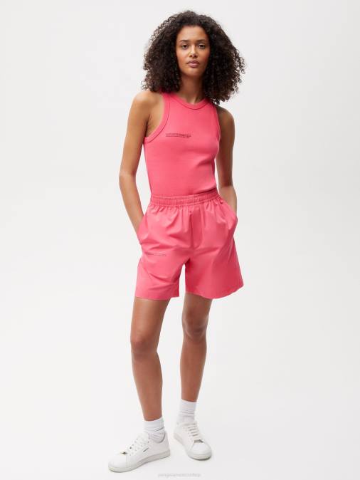 mujer shorts elásticos de popelina de algodón orgánico Pangaia loto rosa ropa TDTH273