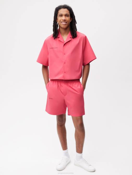 mujer shorts elásticos de popelina de algodón orgánico Pangaia loto rosa ropa TDTH273