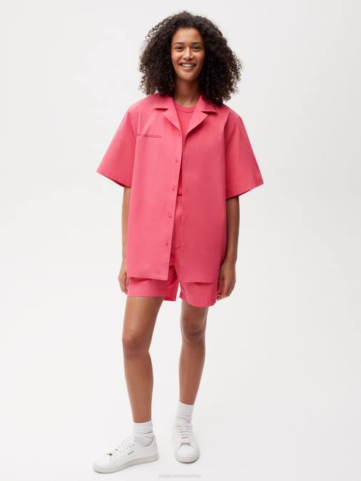 mujer shorts elásticos de popelina de algodón orgánico Pangaia loto rosa ropa TDTH273