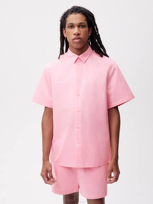 mujer camisa de manga corta con cuello de piña Pangaia rosa sakura ropa TDTH400