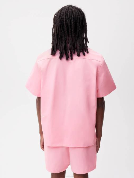 mujer camisa de manga corta con cuello de piña Pangaia rosa sakura ropa TDTH400