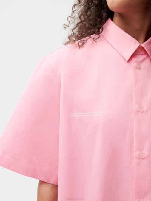 mujer camisa de manga corta con cuello de piña Pangaia rosa sakura ropa TDTH400